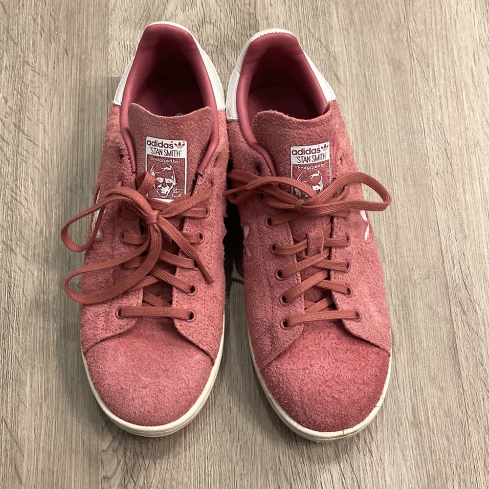 Adidas Stan Smith Pink Suede Sneakers gently worn a few times.